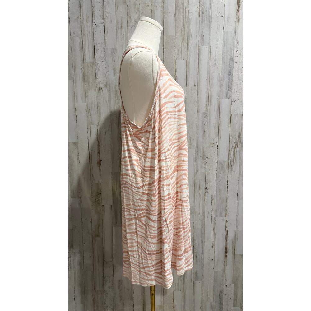 Soma Women’s Sleeveless Zebra-Print Sleep Dress - Pink/Cream - Picture 3 of 7